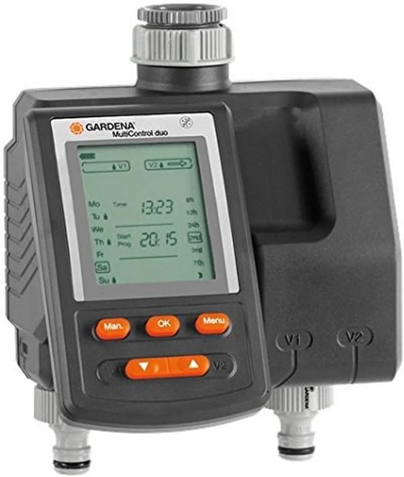 Gardena sterownik nawadniania MultiControl duo: automatyczne zarządzanie nawadnianiem, programowanie na konkretne dni tygodnia, do 3 cykli dziennie, z