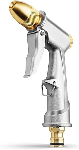 OFFCUP Miedziany Pistolet do Węża Ogrodowego z Dyszą Wysokociśnieniową, Idealny do Mycia Samochodów, Podlewania Roślin i Prysznica dla Zwierząt