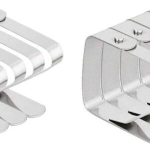 Rmeet Zestaw 8 klamer do obrusów, stal nierdzewna, regulowane metalowe klipsy antypoślizgowe, idealne na piknik, do namiotu, na wesele i do ogrodu, srebrne