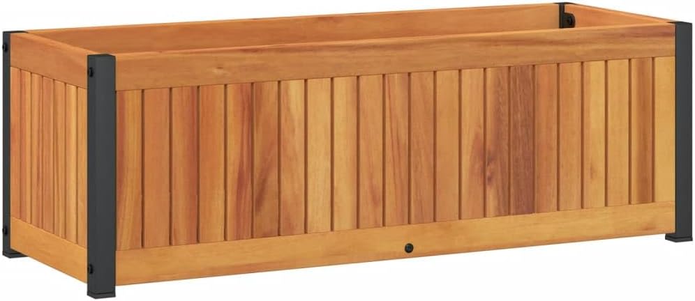 vidaXL Skrzynka na rośliny, 80x30x27,5 cm, drewno akacjowe i stal